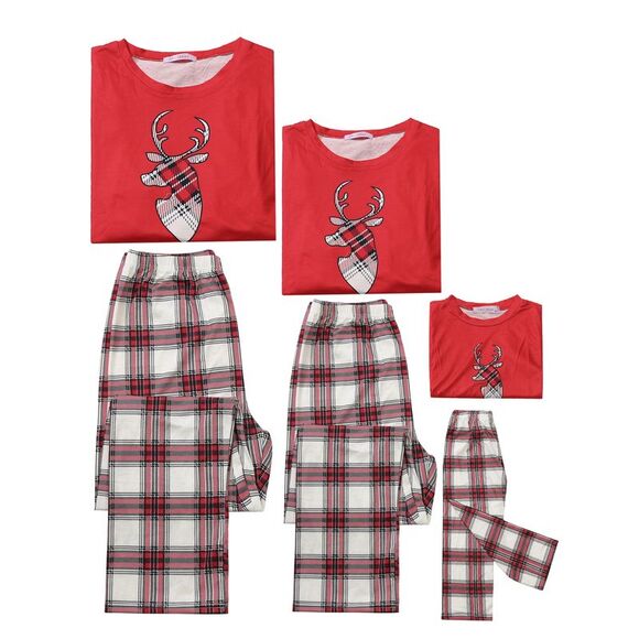 Child's Plaid Pajama Christmas Matching Sleepwear Set Red - Picture 4 of 4